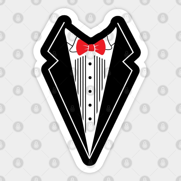 Tuxedo tshirt with bowtie Christmas tux shirt Sticker by alltheprints